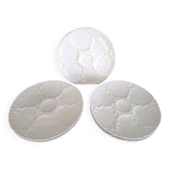 Set of 6 Bareuther Bavaria white porcelain oyster plates