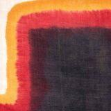 Triptych with geometric decoration in woven wool. Handcrafted work, 20th century.