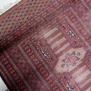 Handmade vintage Uzbek Bukhara rug 95cm x 157cm, 1950s