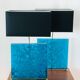 Turquoise fractal resin table lamps, 1980s