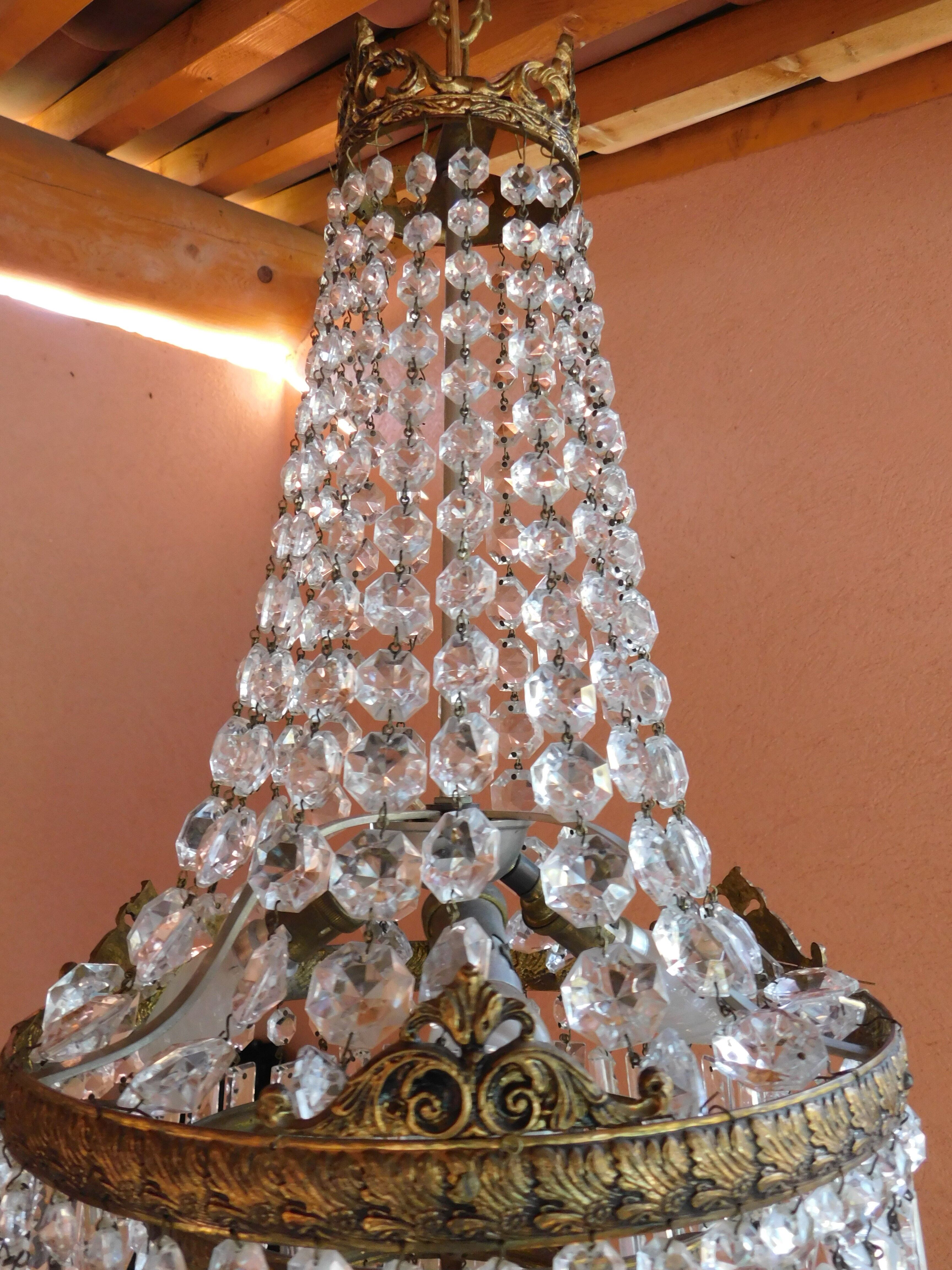 Lustre montgolfière pampilles