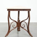 Table d'appoint Thonet ancienne du début du XXe siècle avec un plateau en pierre naturelle