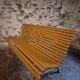 Vintage French garden bench in pine, mid-20th century.