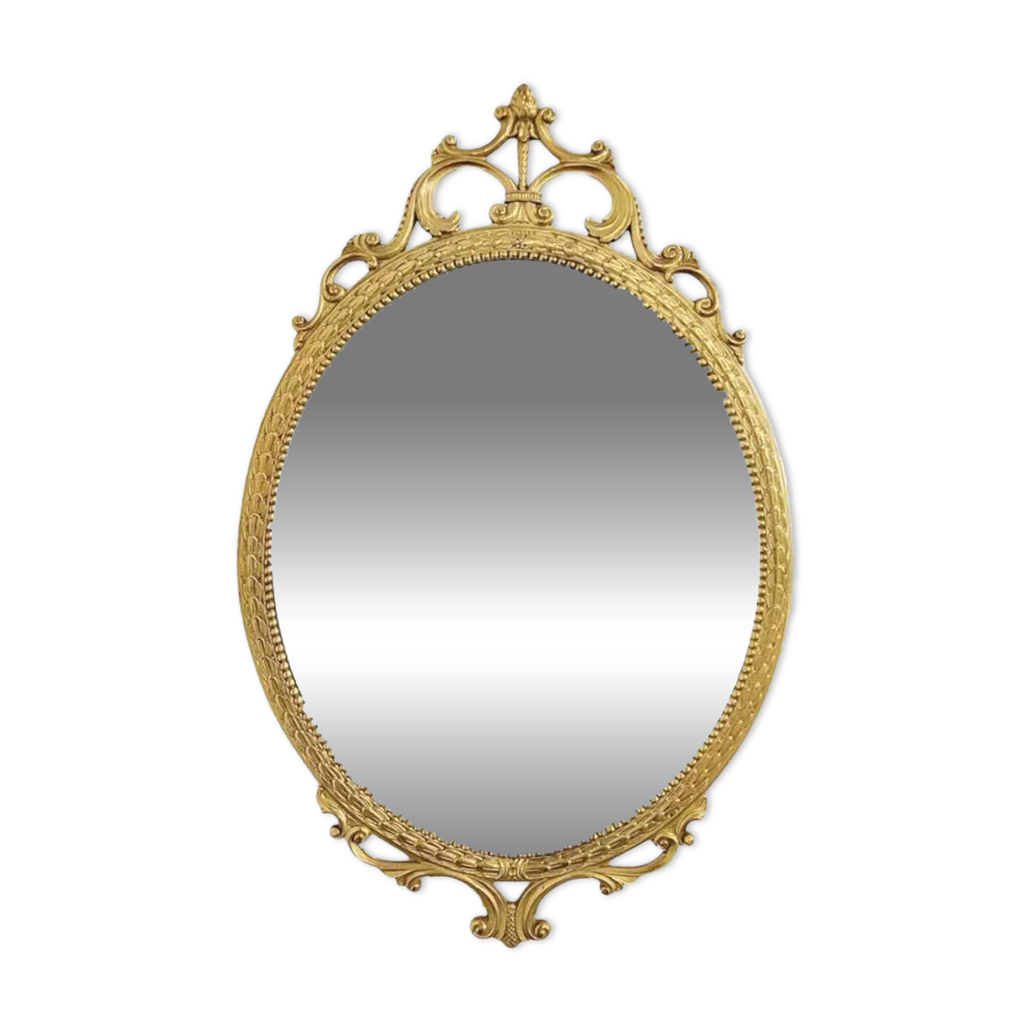Italian oval brass medallion mirror