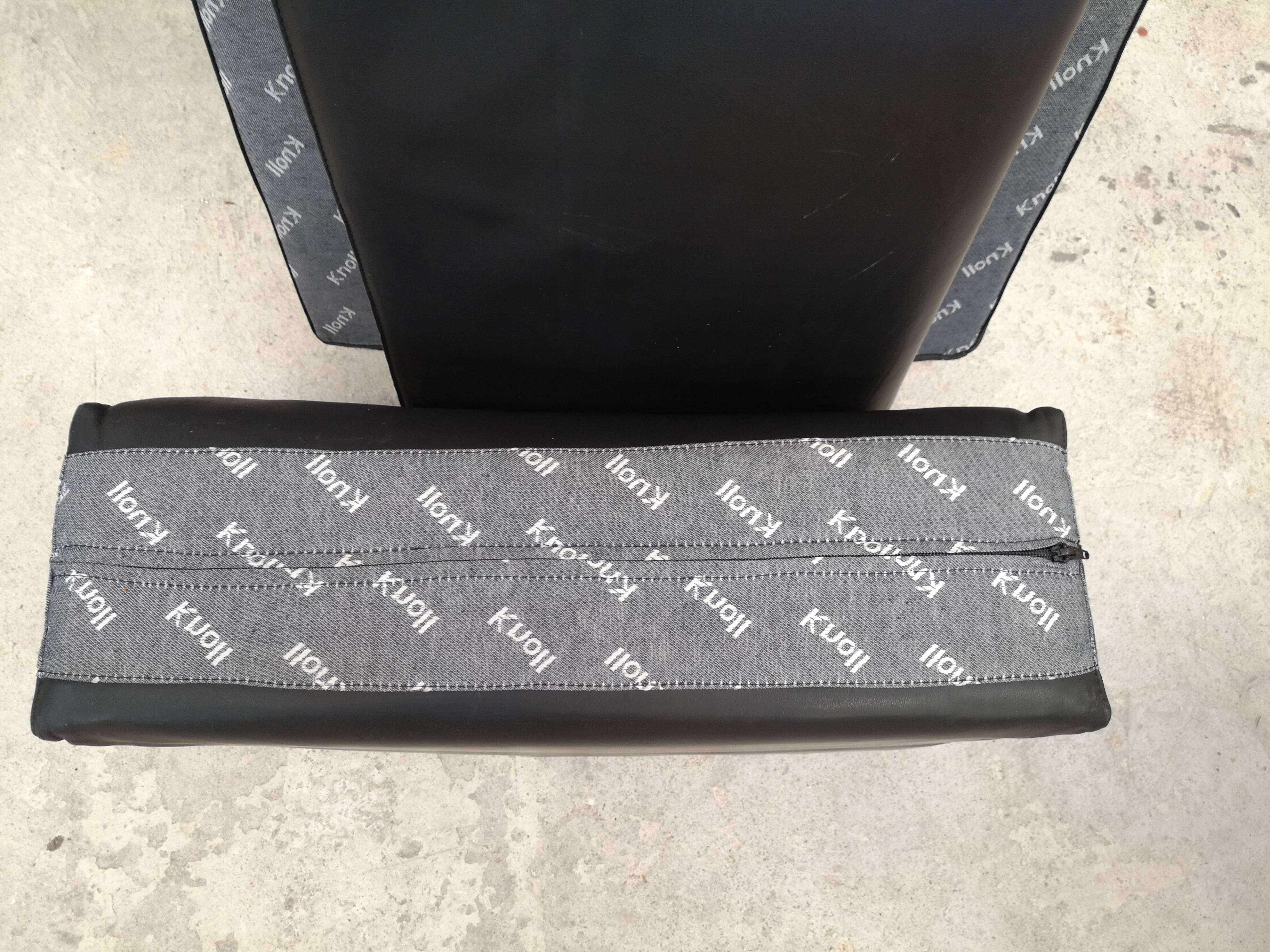 Bastiano by Afra and Tobia Scarpa edition Knoll 60s black leather sofa