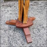 Brutalist floor lamp in solid wood H160 with tripod base