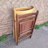 4 folding chairs in vintage teak wood