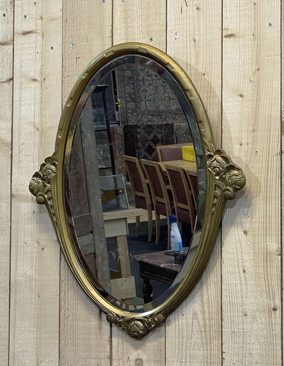 Oval Art Deco mirror from the 1930s - 73x60cm