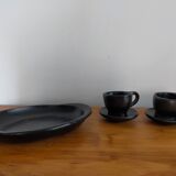 Terracotta service painted in black saucer cups and top