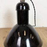 Black Enamel Industrial Pendant Lamp from AEG, 1930s