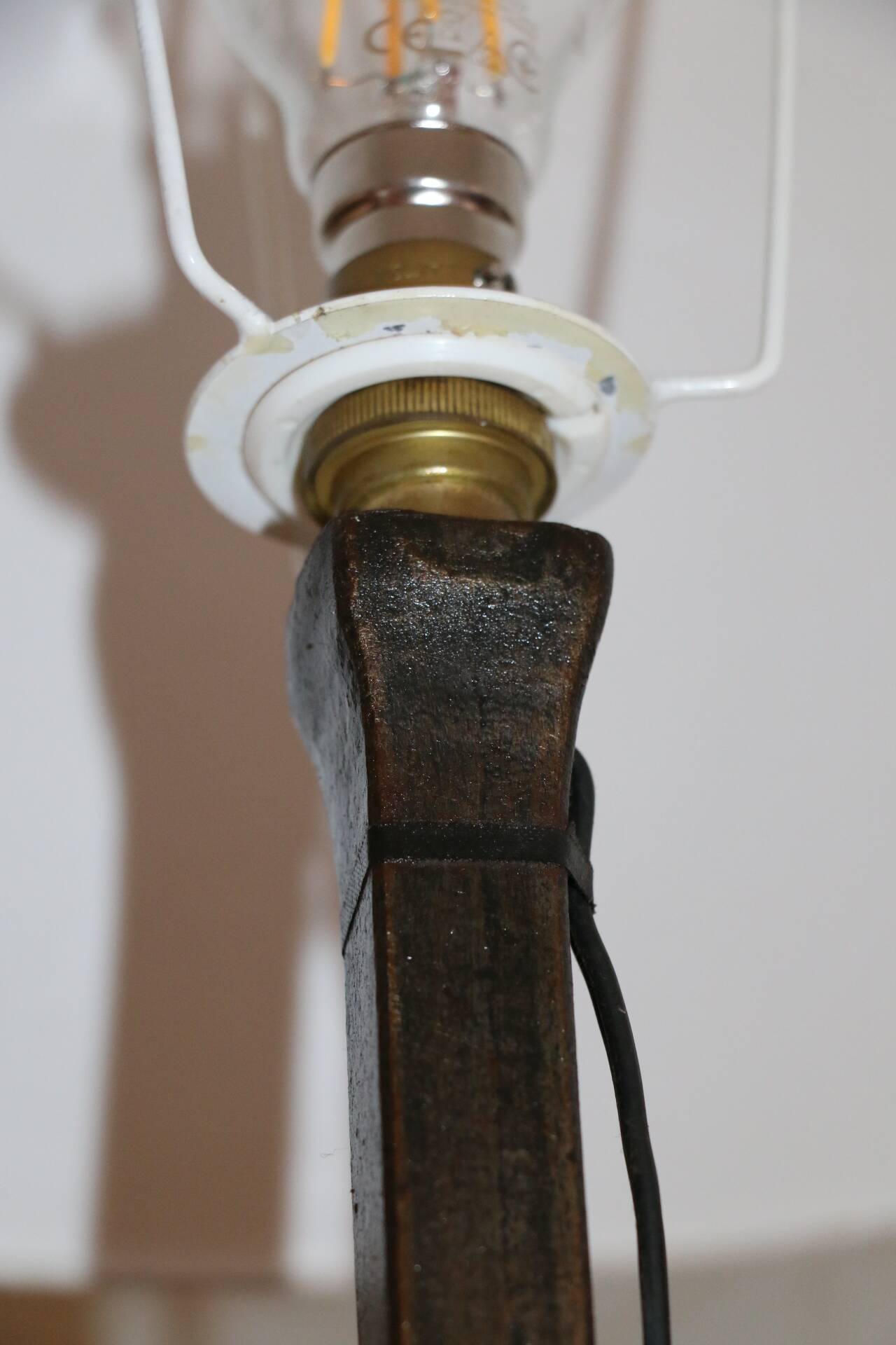 Brutalist cast iron tripod floor lamp