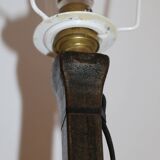 Brutalist cast iron tripod floor lamp