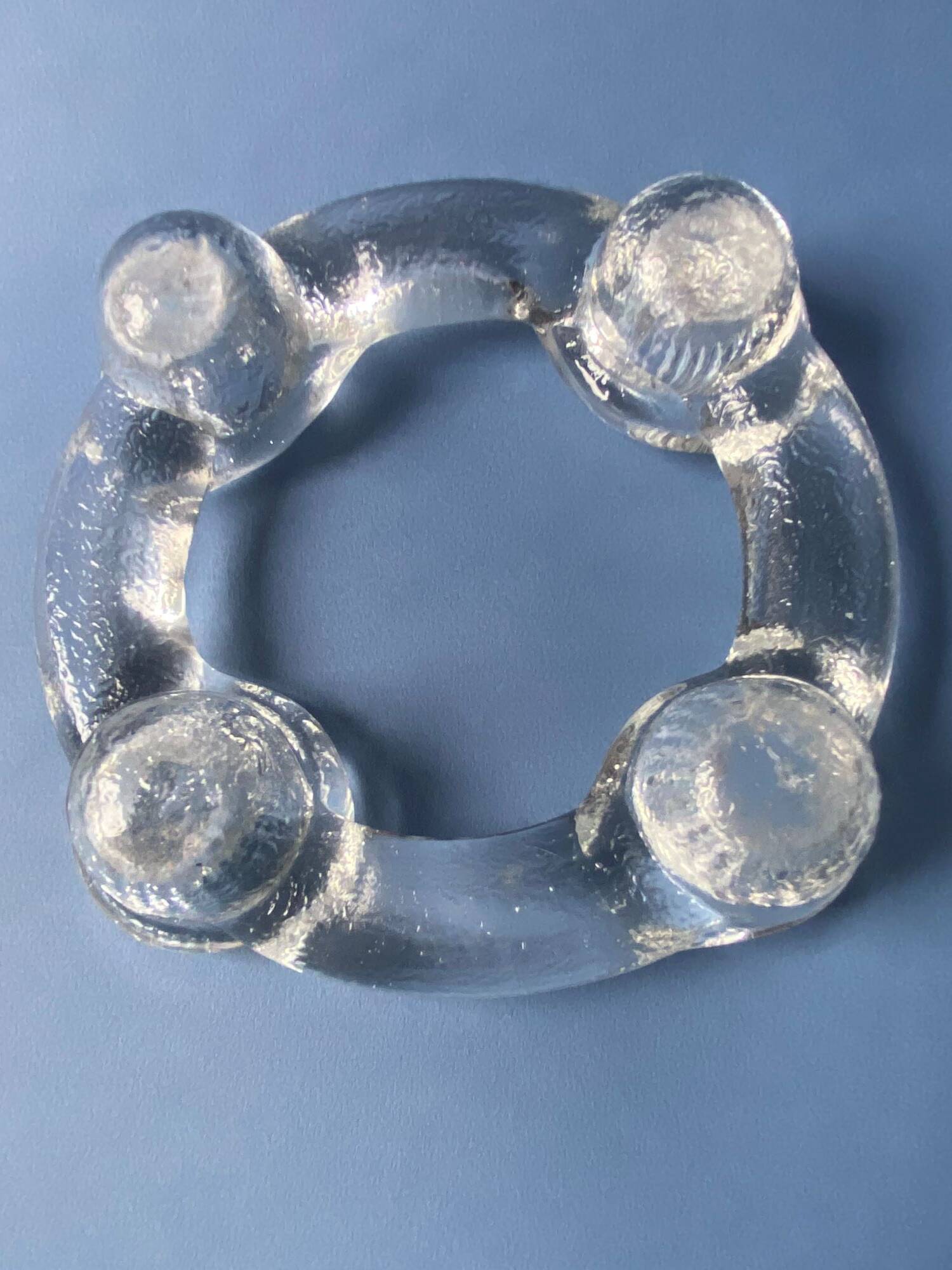 Pukeberg Scandinavian vintage glass candle holder from the 70s