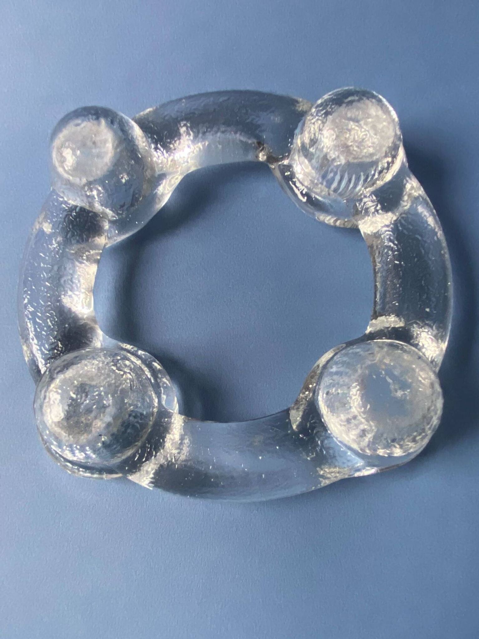 Pukeberg Scandinavian vintage glass candle holder from the 70s