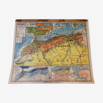 Carte murale pédagogique des années 50 Vidal-Lablache