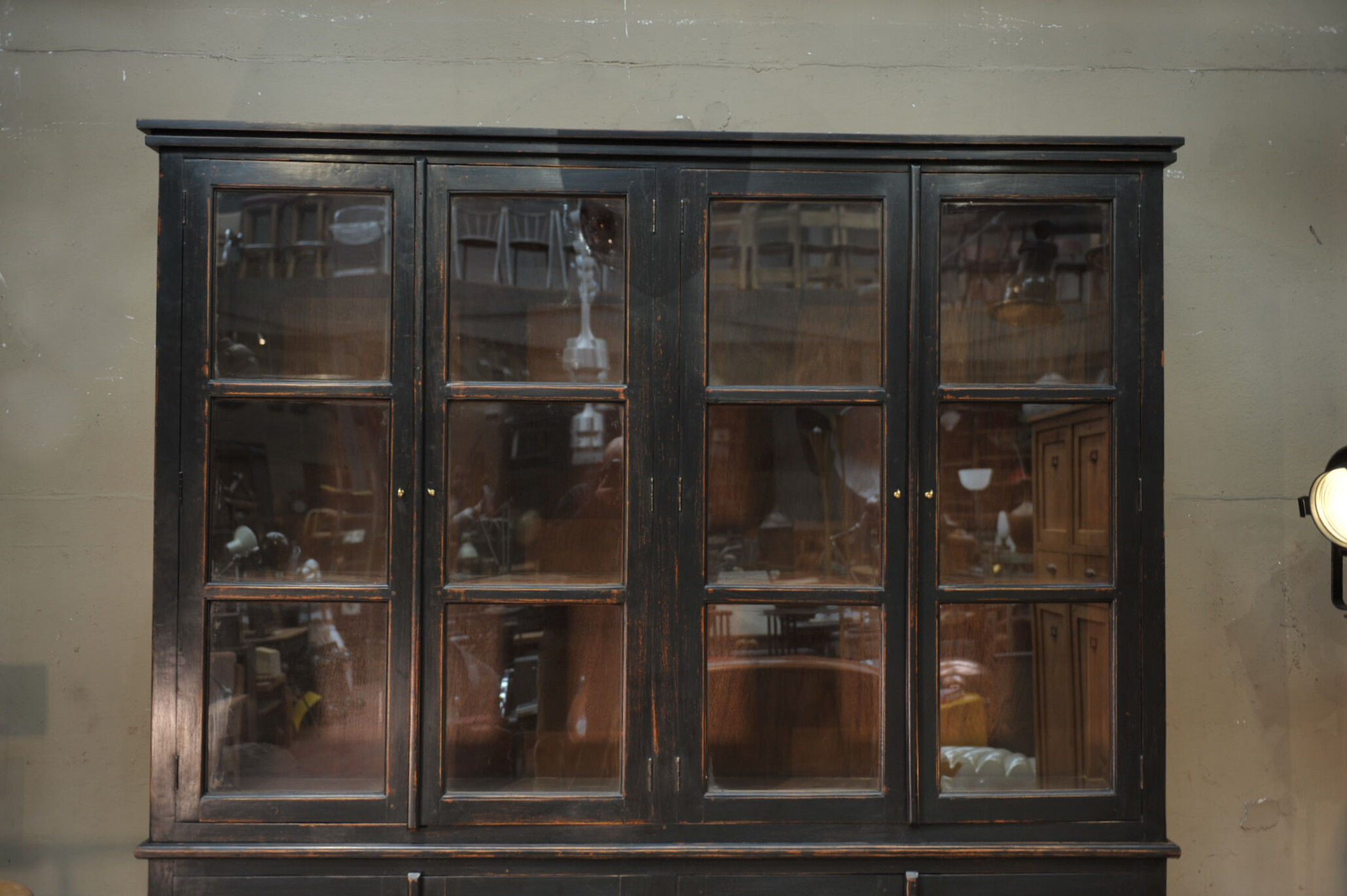Glass library in teak 1970 patinated black