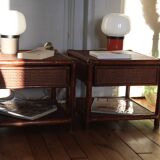 Paire de chevets en rotin