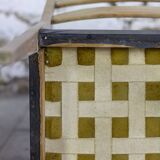 Pair of Scandinavian chairs in teak and faux leather, 1960.
