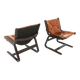 Set of 2 Scandinavian leather office chairs, Norway, 1960