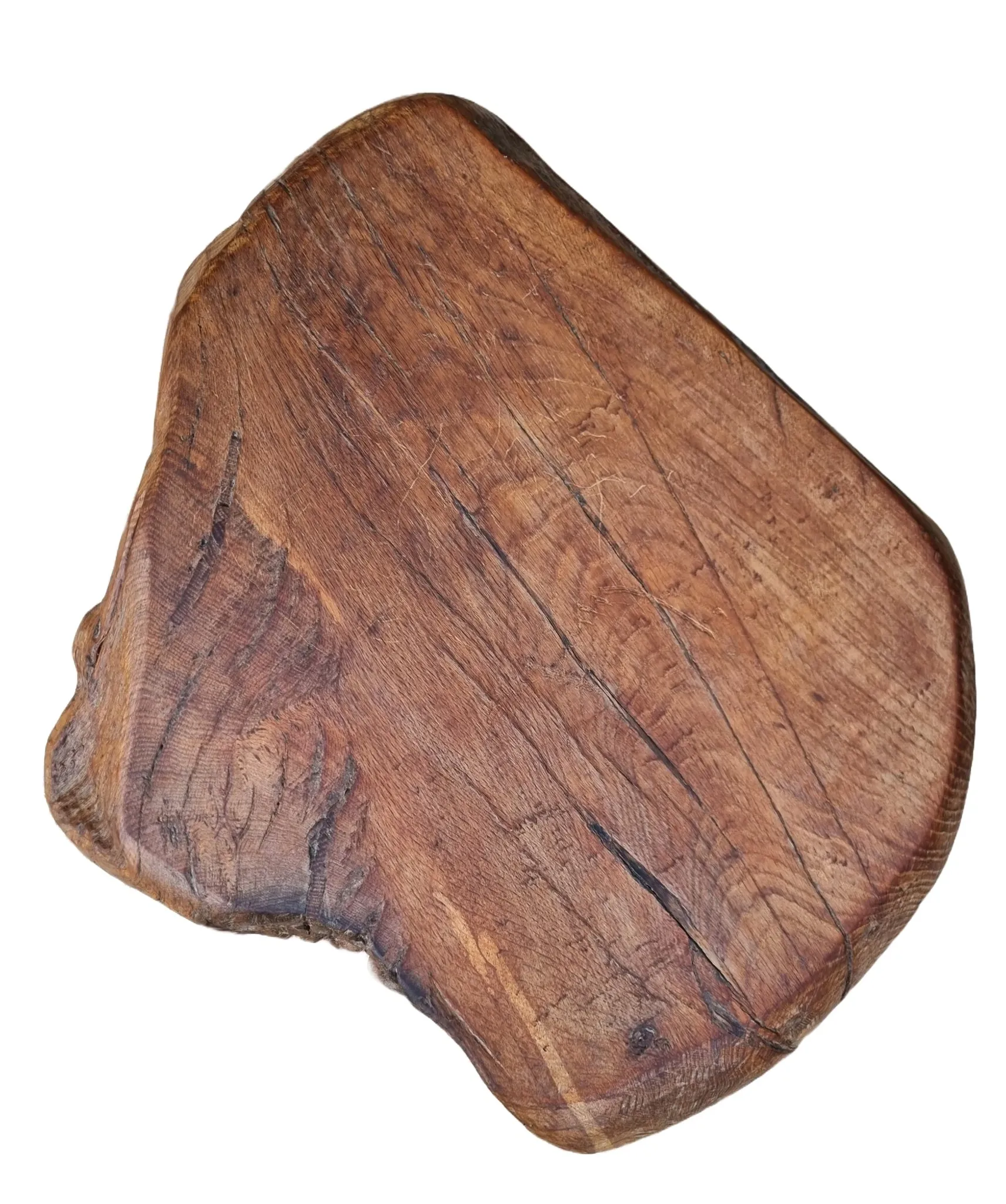 Mid-century hand-carved oak stool with natural edge – 1950s