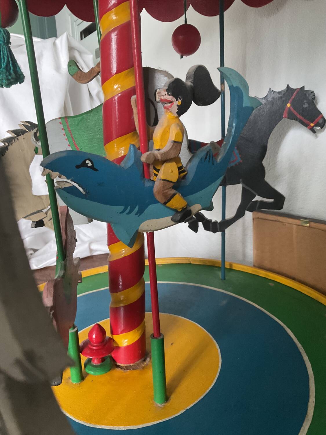 Rare vintage wooden carousel