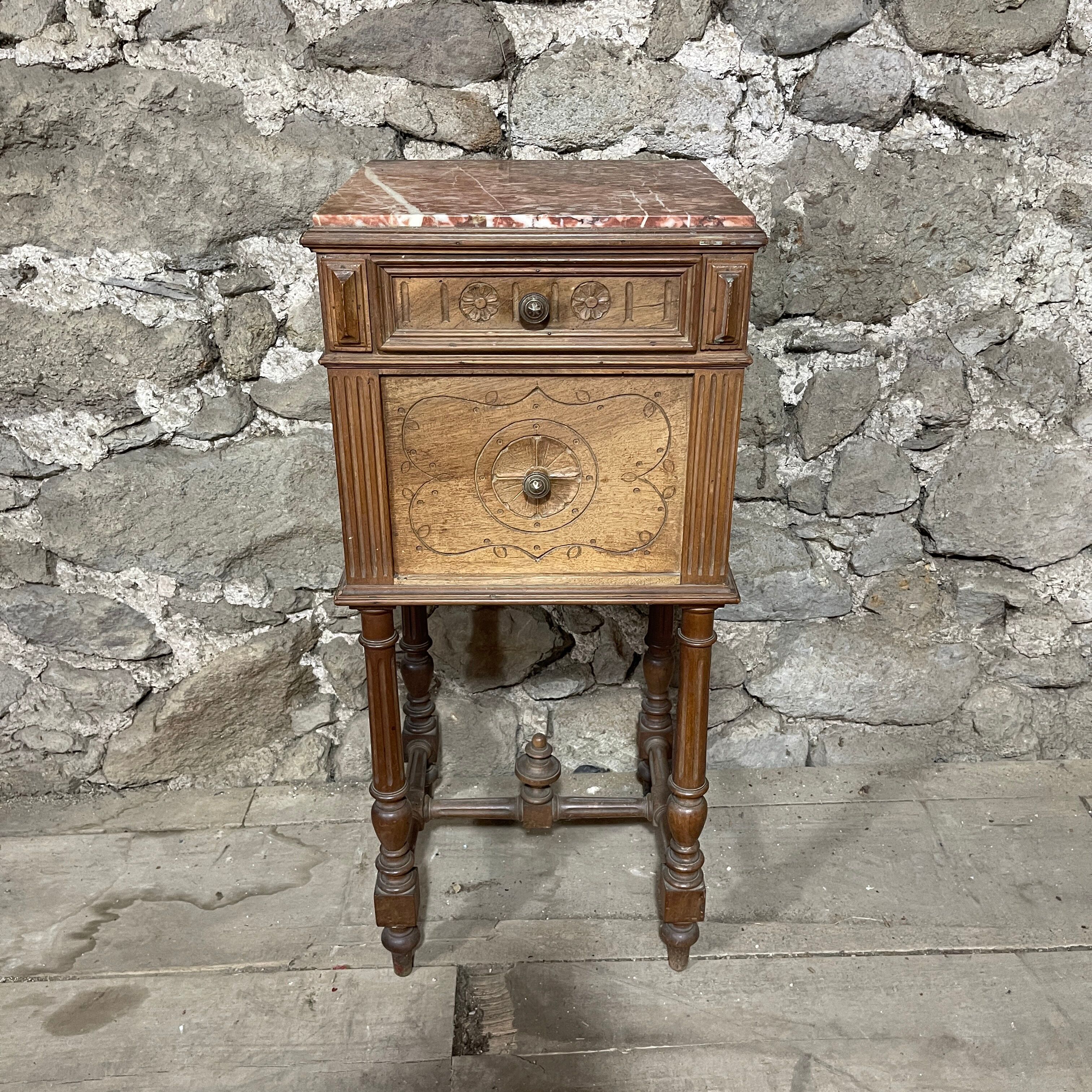 Marble top bedside table