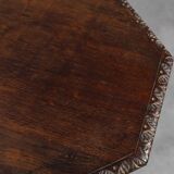 French octagonal Rustic Baroque Oak Side Table, circa 1850