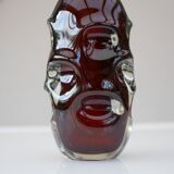 Mid-century modern handmade crystal vase in dark red by Börne Augustsson for Åseda