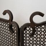 Cast iron and wrought iron fireplace screen set
