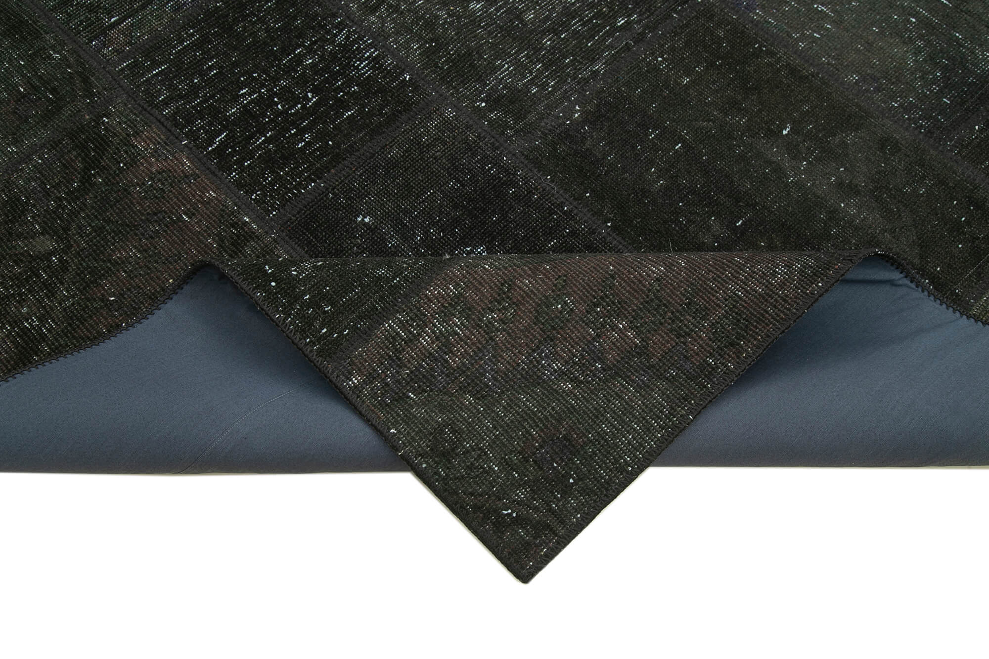Hand-Knotted Anatolian Contemporary 172 cm x 241 cm Black Patchwork Carpet