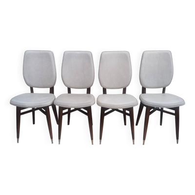 Set 4 chaises scandinave blanches et bois