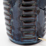 Blue black ceramic model 1034 table lamp base from Søholm, 1960s