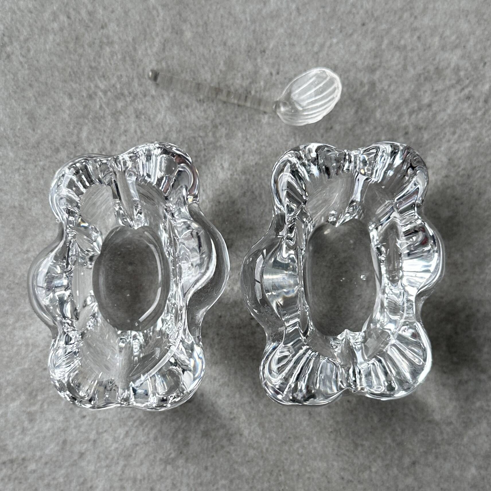 Pair of crystal salt cellars by Daum France