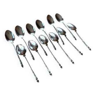 Set of 12 coffee spoons, silver plated metal