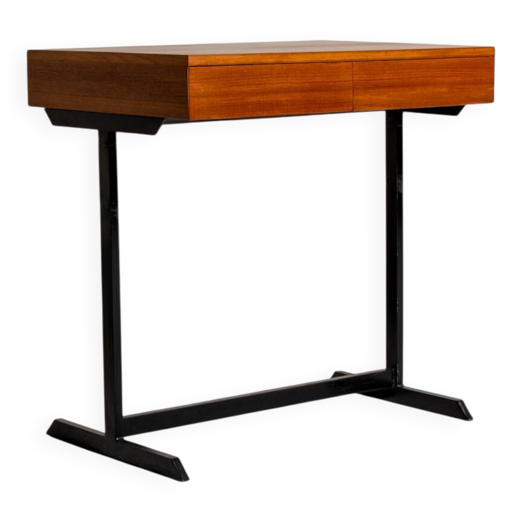 Teak and black painted metal desk, European production, 1960s