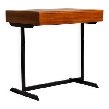Teak and black painted metal desk, European production, 1960s