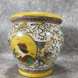 Pot/Cachepot. Italian Renaissance Majolica ceramic. Asiatic style