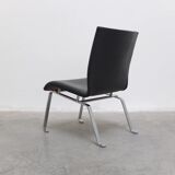 Unique black leather & steel modernist lounge chair, 1960s