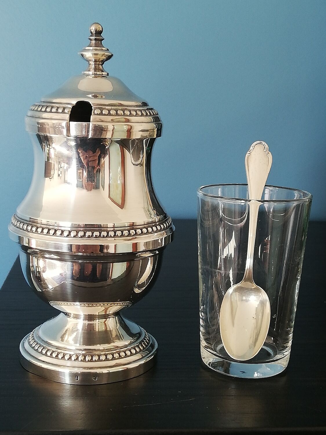 Silver-plated mustard pot