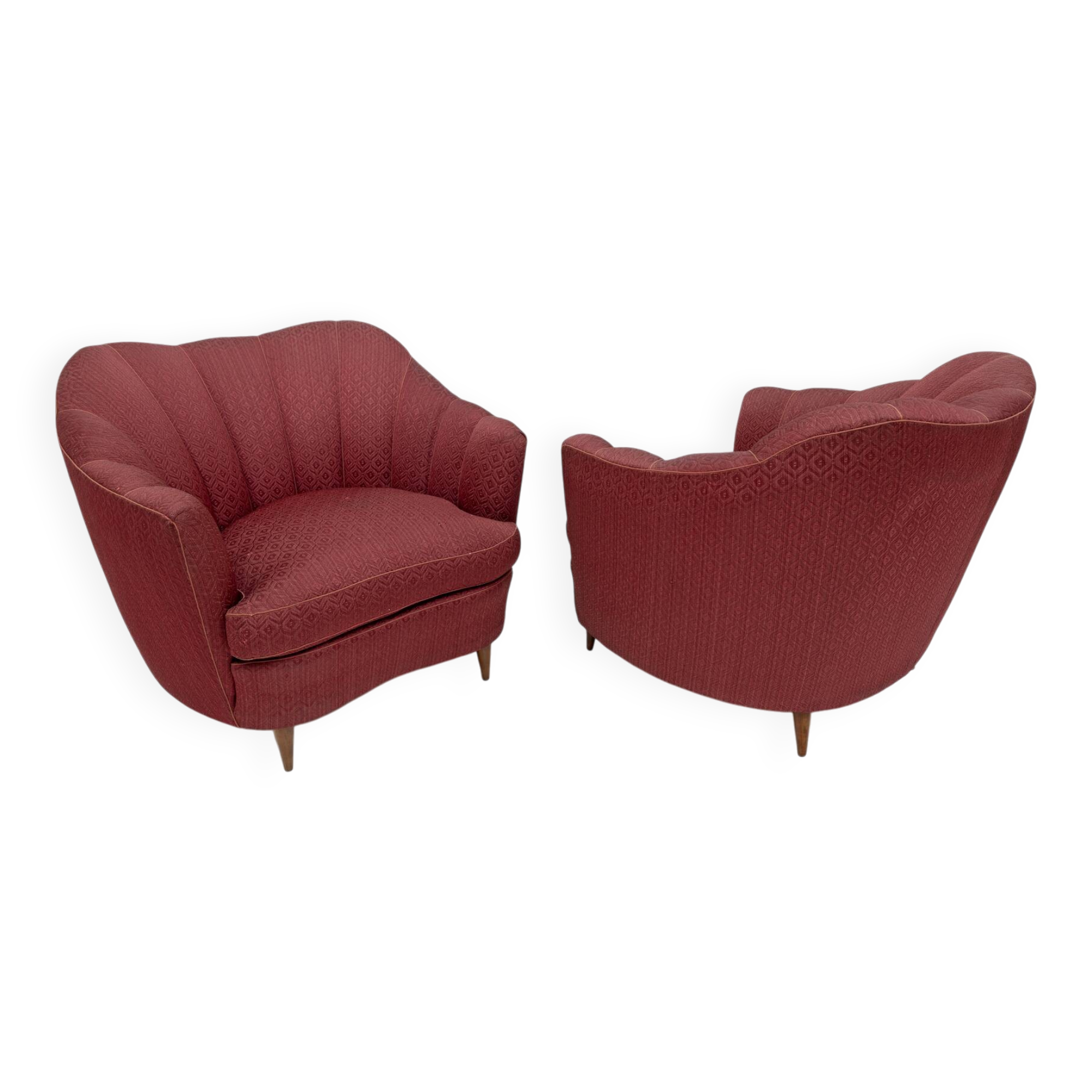 Pair of Gio Ponti Mid-Century Modern Velvet Armchairs for Casa e Giardino