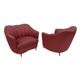 Pair of Gio Ponti Mid-Century Modern Velvet Armchairs for Casa e Giardino