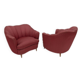 Pair of Gio Ponti Mid-Century Modern Velvet Armchairs for Casa e Giardino