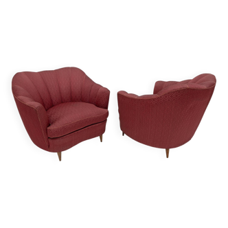 Pair of Gio Ponti Mid-Century Modern Velvet Armchairs for Casa e Giardino