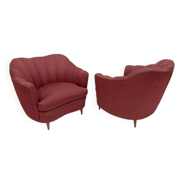 Pair of modern velvet armchairs by Gio Ponti from the mid-century for Casa e Giardino.