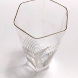 Transparent and Gold Hexagonal Murano Glass Vase by Cenedese