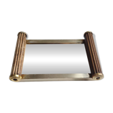 Small vintage mirror tray in Art Deco style made of wood and metal.