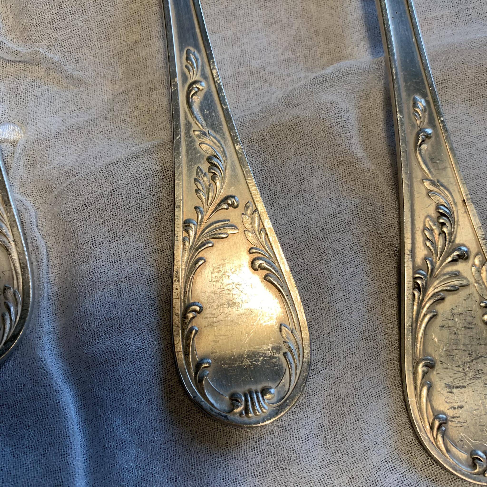 Set of hallmarked silver-plated spoons and forks