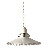 Opaline pendant light with porcelain socket