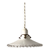 Suspension opaline avec douille porcelaine