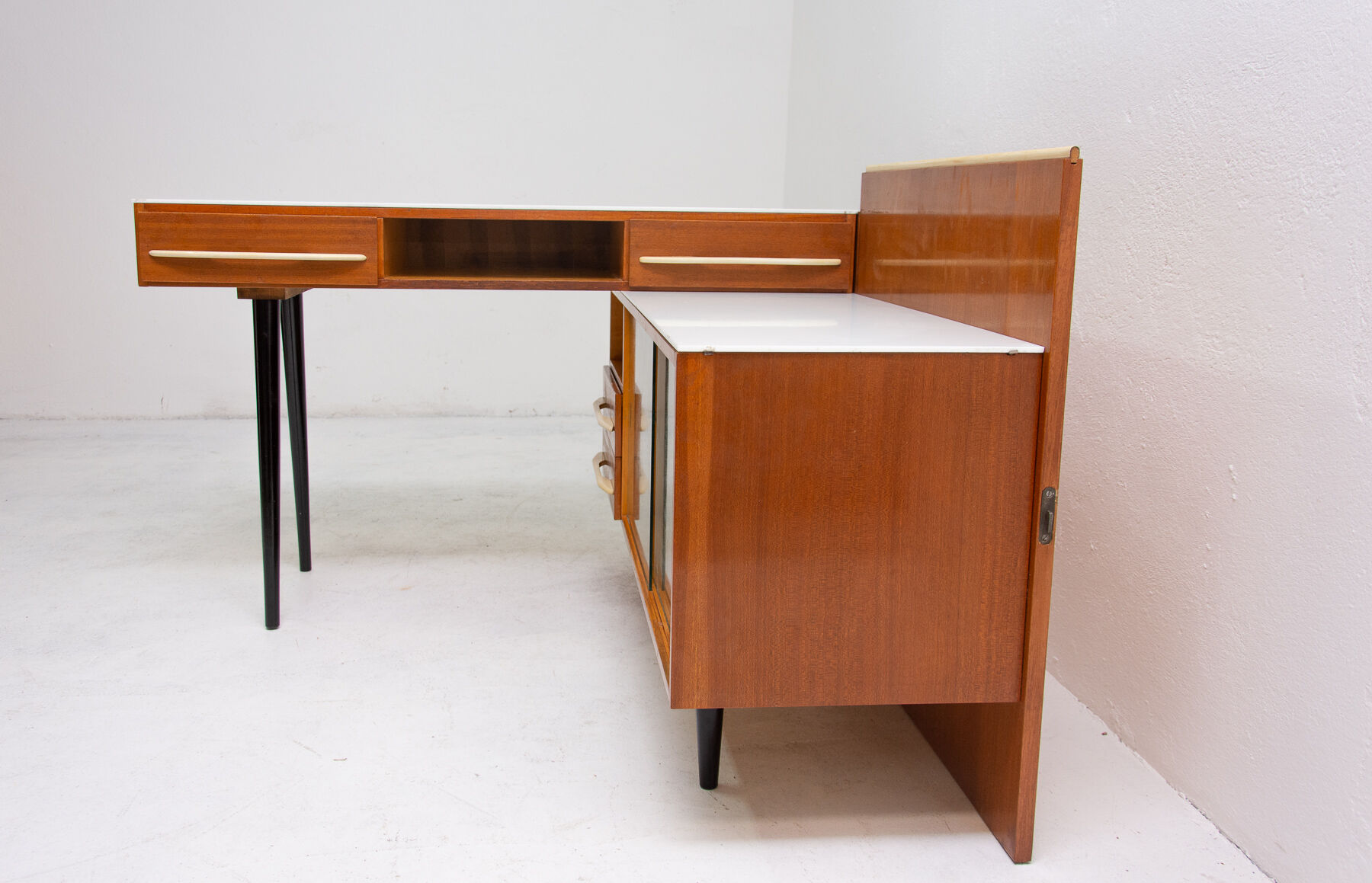 Corner writing desk with a bookcase by Mojmír Požár for ÚP Závody